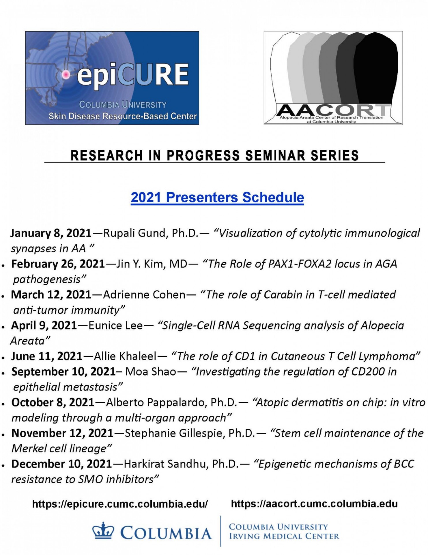 2021 Research in Progress Schedule 