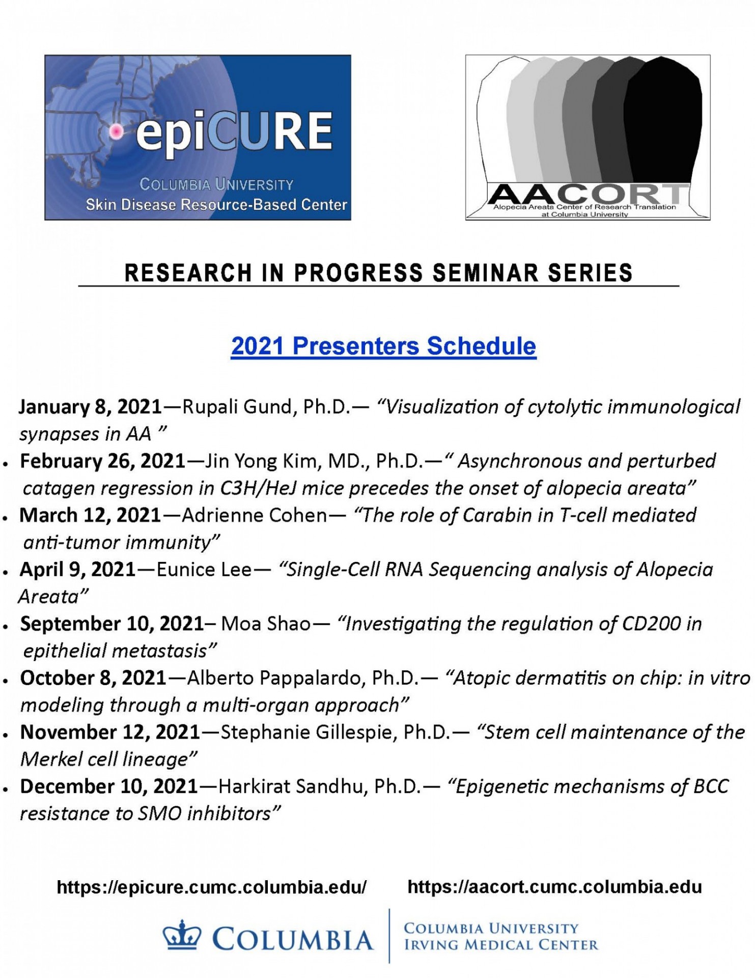 Research In Progress Schedule 2021