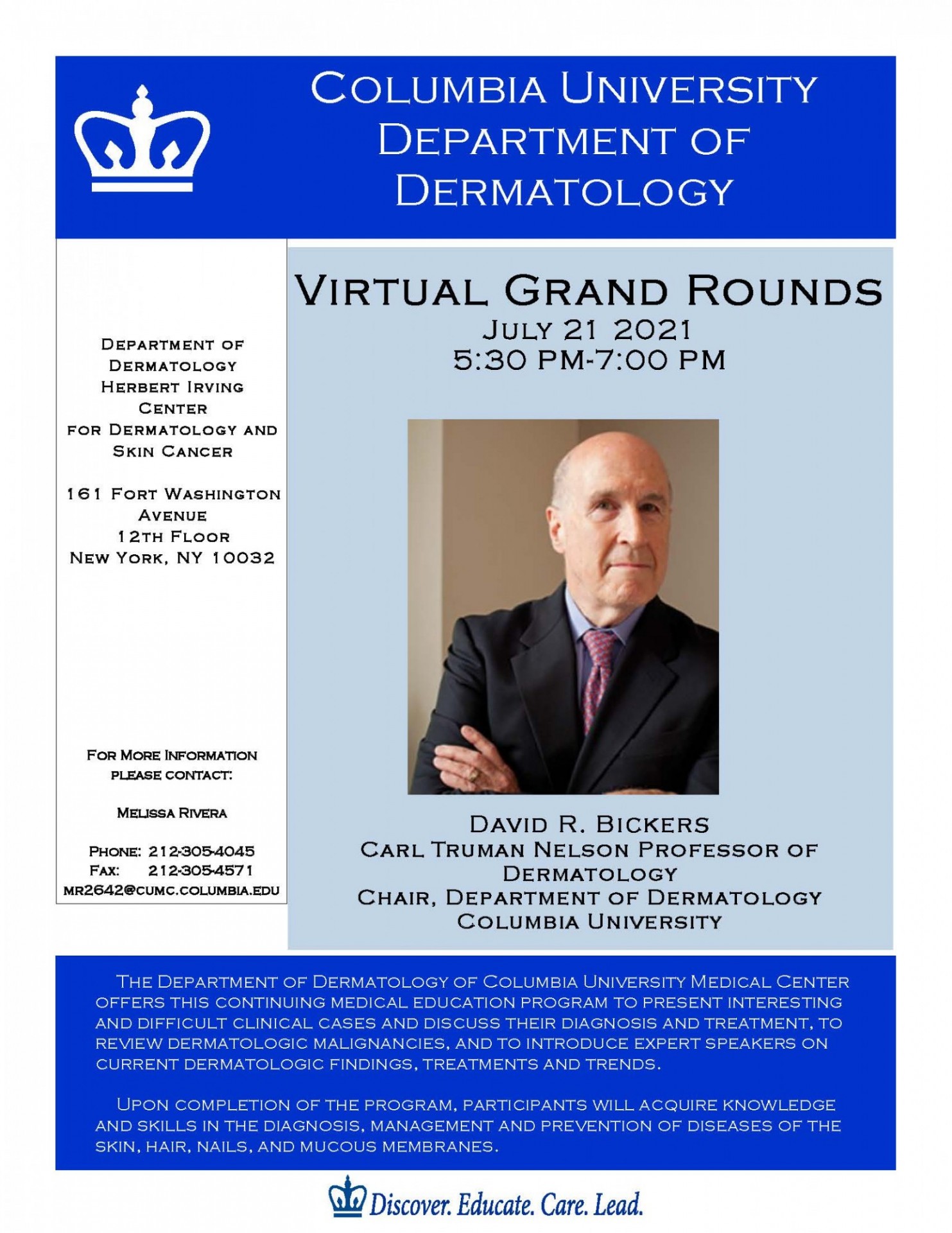 Dermatology - Research Grand Rounds Speakers 